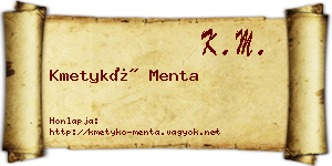 Kmetykó Menta névjegykártya